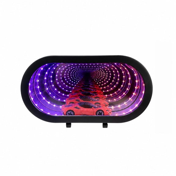 Infinite Mirror Garage Key Hook, 3D Purple LED Tunnel Light Effect, 1 Pack Hanging Ornament, Wall Mounted Decorative Key Holder for Entryway Garage Front Door Car Enthusiast Home Decor