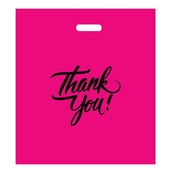 Infinite Pack Unisex Adult Reusable Eco Thank You Plastic Bags, Pink, 100-Piece