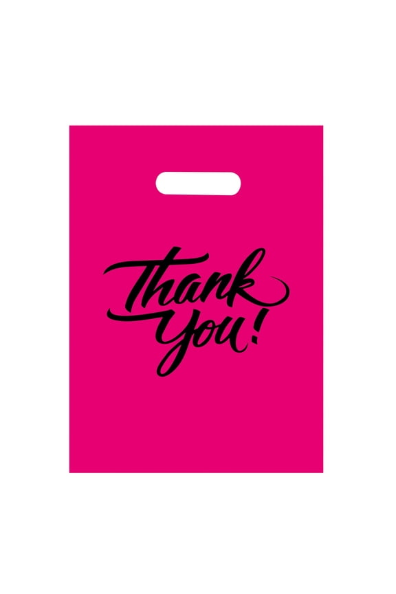Unisex Adult Reusable Eco Thank You Plastic Bags, Pink, 500-Piece