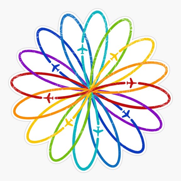 Infinite Rainbow Flower Flight Art Vinyl Decal Sticker