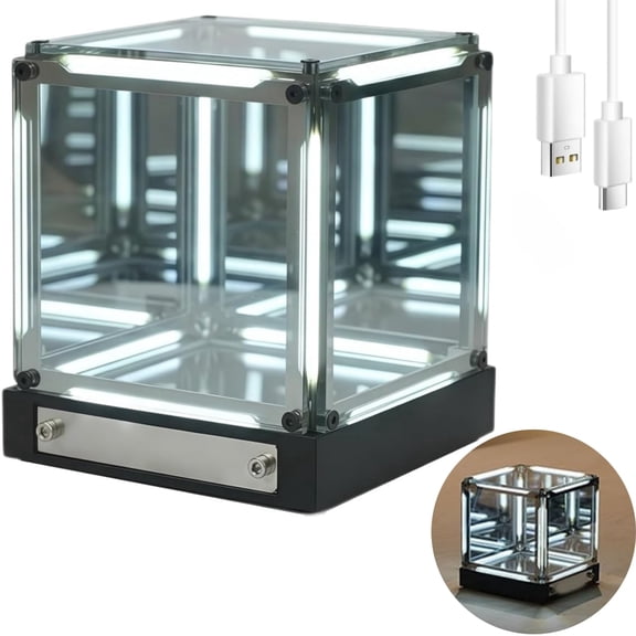 Infinite Space Abyss Lamp, 4D Infinity Mirror Cube Light, Creative 4D Infinite Space Abyss Night Light with Touch Dimming, Bedroom Ambient Lighting Decor, for Gaming Setup Futuristic Room Décor