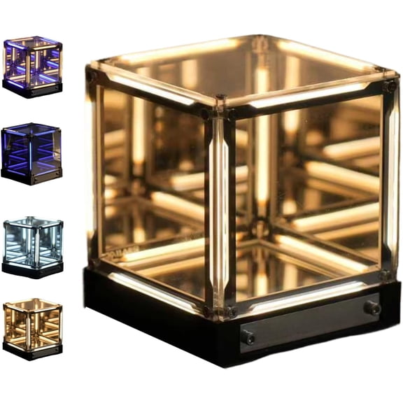 Infinite Space Abyss Lamp, 4D Tesseract Cube Infinite Space Abyss Light One-Touch Switch, Endless Lighting Effect, for Gaming Setup Futuristic Room Décor (Color 2)