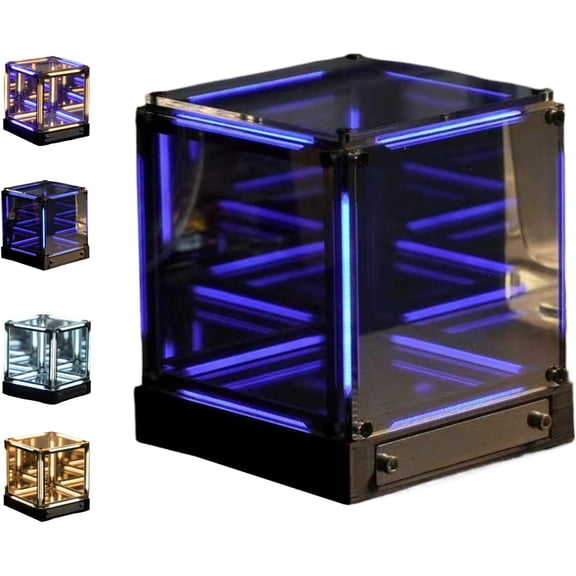 Infinite Space Abyss Lamp, 4D Tesseract Cube Infinite Space Abyss Light One-Touch Switch, Endless Lighting Effect, for Gaming Setup Futuristic Room Décor (Color 4)