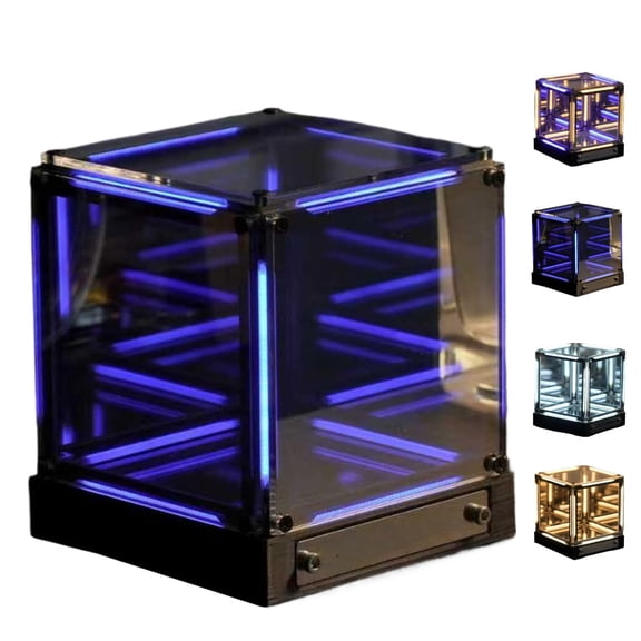 Infinite Space Abyss Lamp 4D Tesseract Cube Light with Touch Dimming and Endless Mirror Effect for Gaming Setup and Futuristic Room Decor