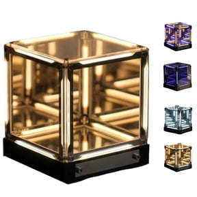 Infinite Space Abyss Lamp 4D Tesseract Cube Light with Touch Dimming and Endless Mirror Effect for Gaming Setup and Futuristic Room Decor