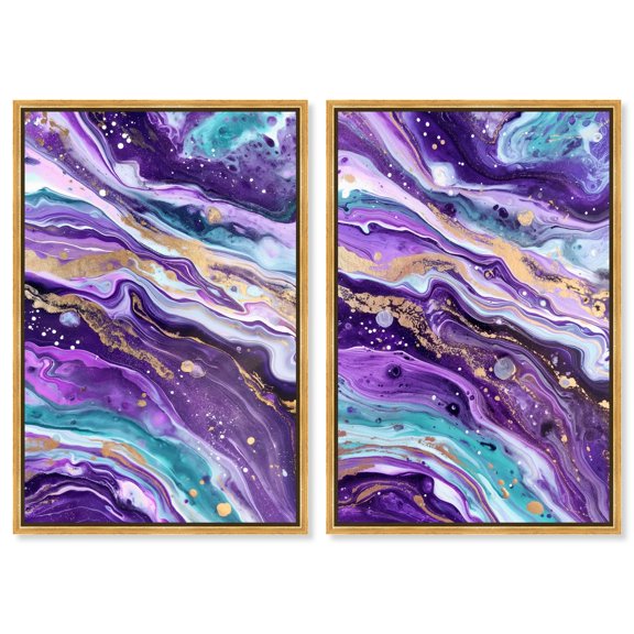 Infinite Starscape Canvas Print Geode Wall Decor Set by Art Remedy, Gold Frame, 10 x 15