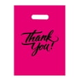 thumbnail image 1 of InfinitePack Pink 12"x15"(100pcs) Thank You Merchandise Bags, Die Cut Handles, Retail Shopping Bags for Boutique, Goodie Bags, Gift Bags Bulk, Favors, 2.35 Mil Reusable Plastic Bags, 1 of 6