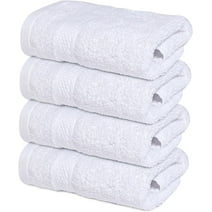 Infinitee Xclusives 4 Pack Premium White WashCloth and Face Towels, 13x13 100% Cotton