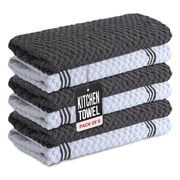 Infinitee Xclusives Gray Kitchen Towel Pack of 6 - 100% Cotton - 15x25 inches.