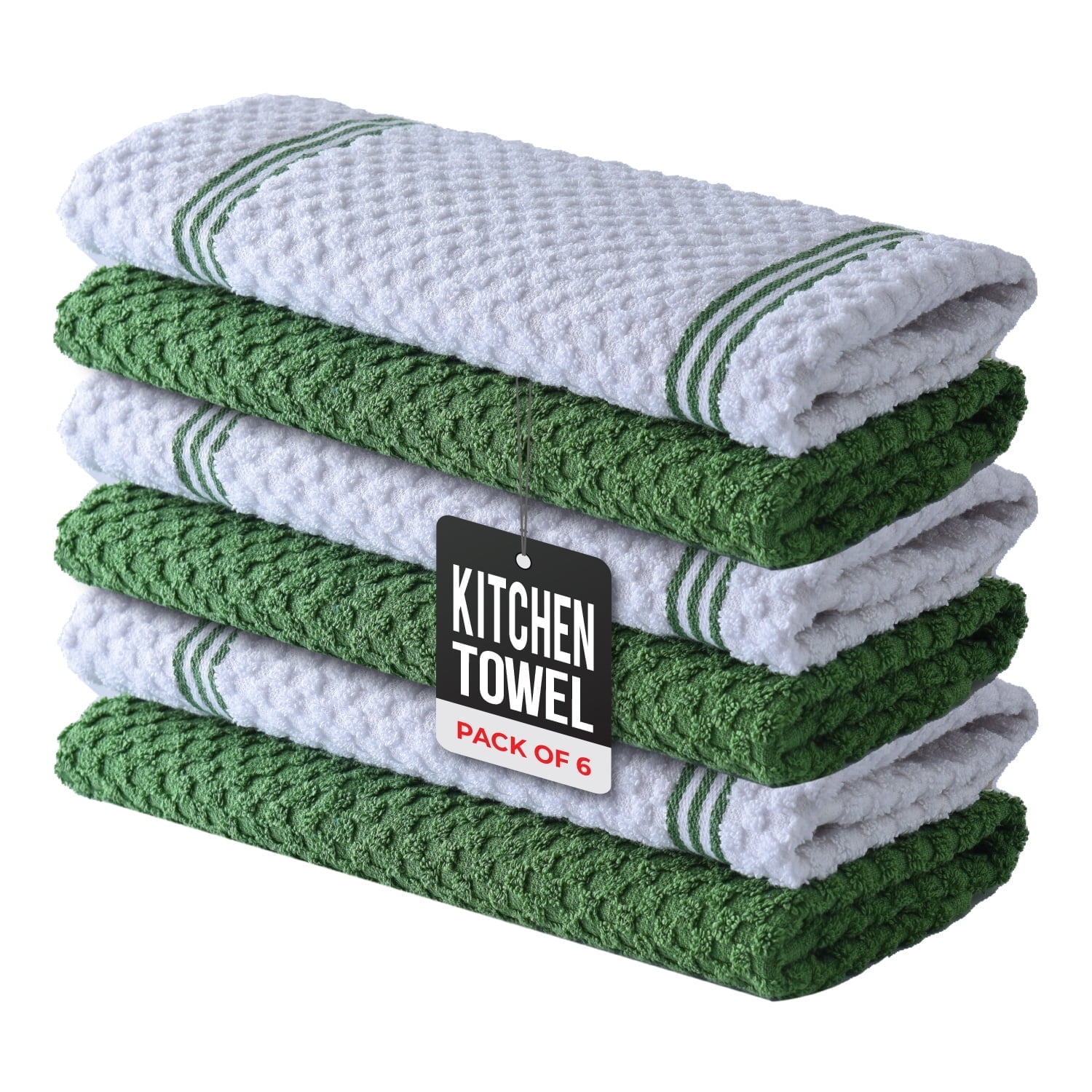 Infinitee Xclusives Green Kitchen Towel Pack of 6 100 Cotton 15x25