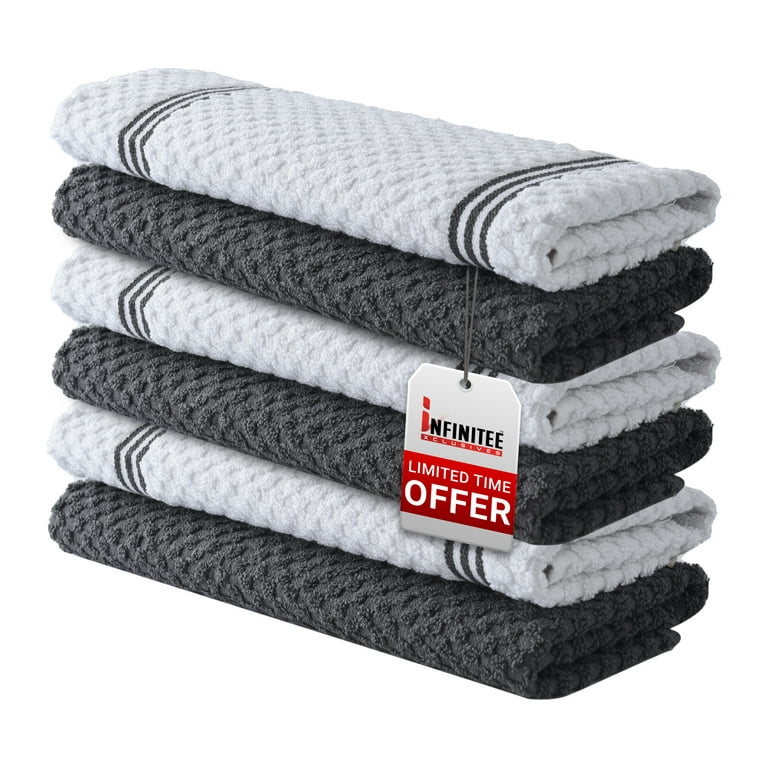 Infinitee Xclusives Grey Kitchen Towels - 100% Cotton 15 x 25 Super  Absorbent Table Cleaning Dish Towels, 425 GSM Super Soft Tea Towel, Durable  Hand Towel, Best for Household Cleaning 