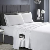 Infinitee Xclusives King Sheet Set of 4, 16-inch Deep Pocket - Microfiber King Bed Sheets, White