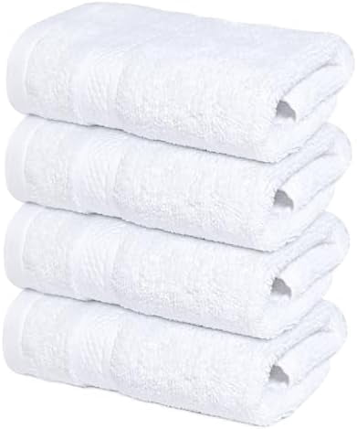 Tekola Luxury Wash Cloths for Showering [13x13] – 100% Cotton Washcloths [Pack of 4], Soft and Absorbent Face Towels for Bathroom Wash Clothes, Gym, and Spa (Brilliant White)