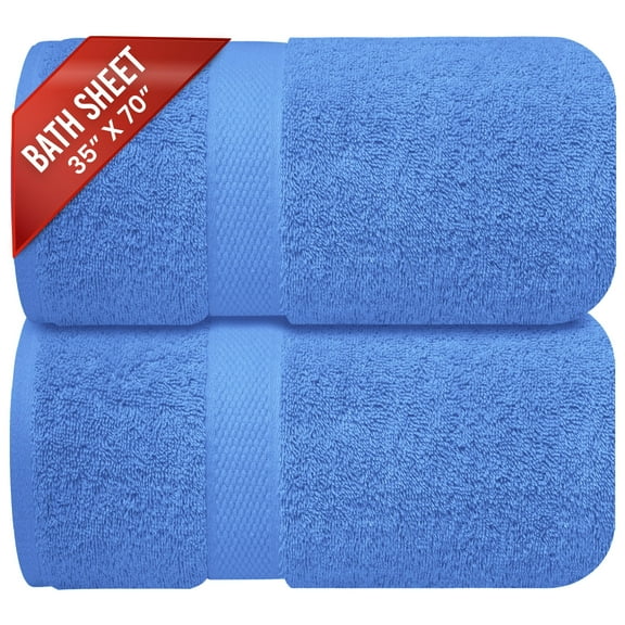Infinitee Xclusives Premium Blue Bath Sheets Towels for Adults - Pack of 2 - Large Bath Towels 35x70