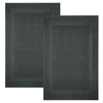 Infinitee Xclusives Premium Cotton Banded Grey Bath Mats Pack of 2, 22x34 Inches
