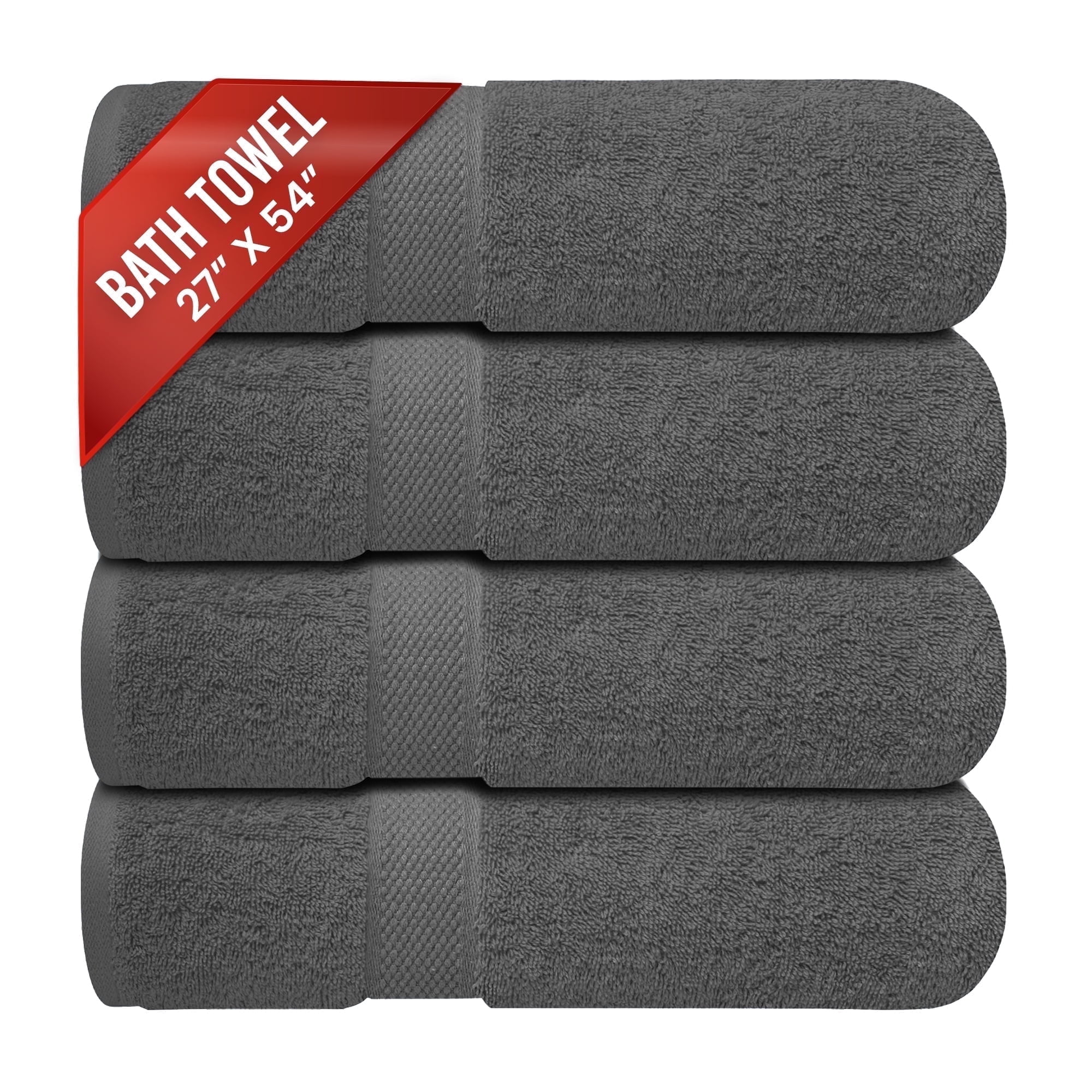 Infinitee Xclusives Premium Dark Gray Bath Towels - Pack of 4 - 27 x 54 inches