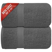 Infinitee Xclusives Premium Dark Grey Bath Sheets Towels for Adults - Pack of 2 - Large Bath Towels 35x70