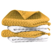 Infinitee Xclusives Premium Dish Cloth - Yellow [Pack of 4] 100% Cotton 13 x 13 Inches