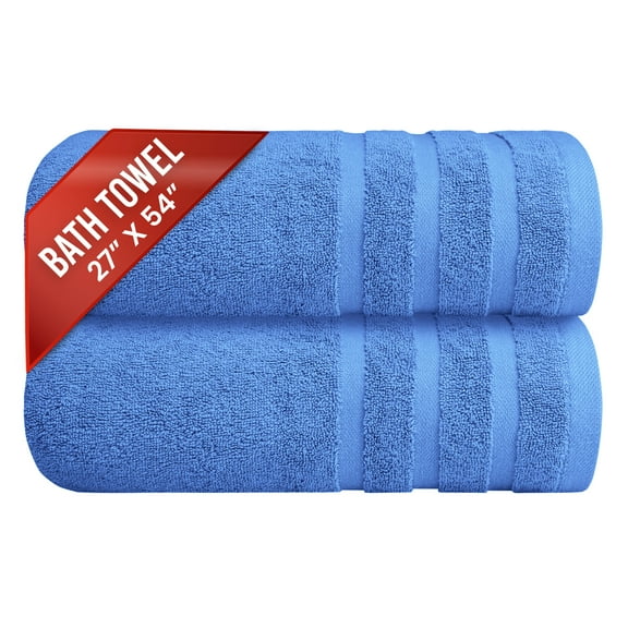Infinitee Xclusives Premium Eloquent Blue Bath Towels - Pack of 2 - 27 x 54 inches.