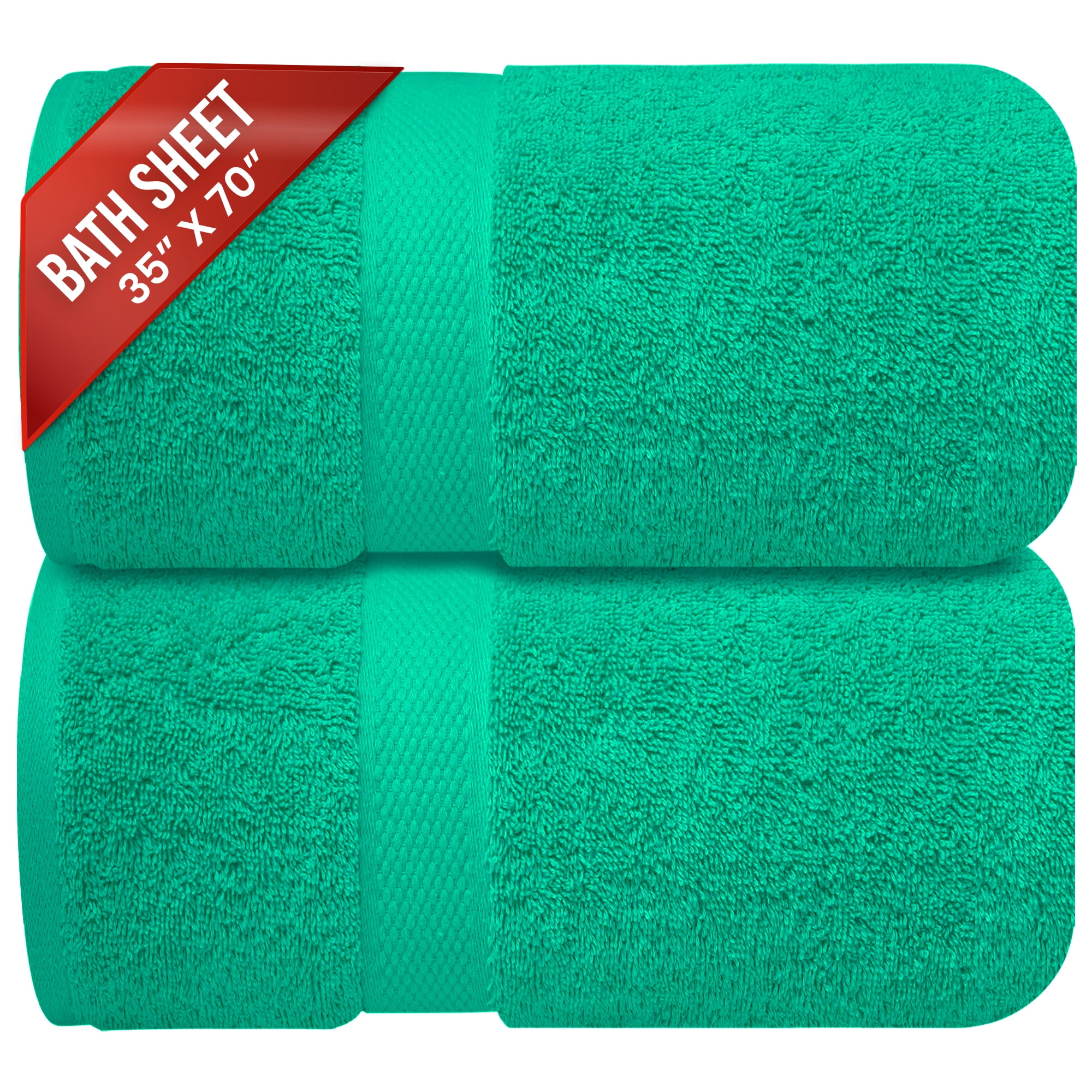 Infinitee Xclusives Premium Green Bath Sheets Towels for Adults - Pack of 2 - Large Bath Towels 35x70
