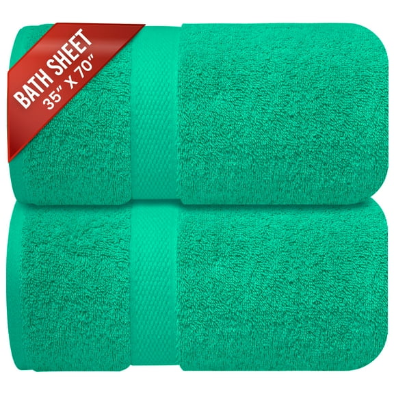 Infinitee Xclusives Premium Green Bath Sheets Towels for Adults - Pack of 2 - Large Bath Towels 35x70
