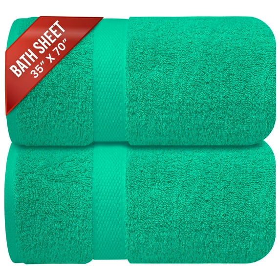 Infinitee Xclusives Premium Green Bath Sheets Towels for Adults - Pack of 2 - Large Bath Towels 35x70