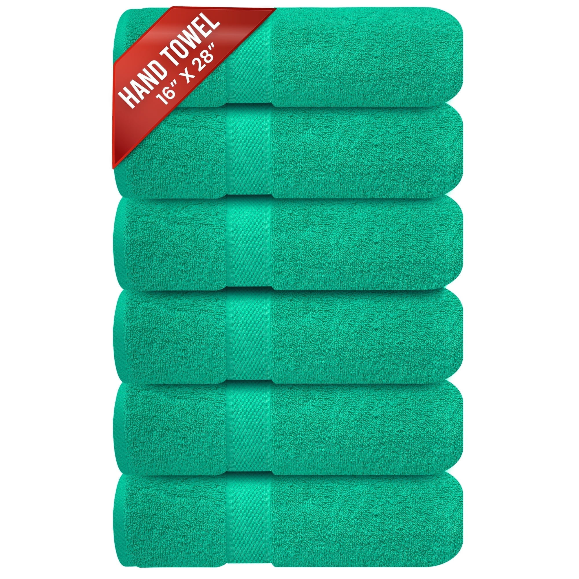 Infinitee Xclusives Premium Hand Towels - 100% Cotton - Green Hand Towles | 16x28 Inch | Pack of 6