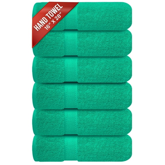 Infinitee Xclusives Premium Hand Towels - 100% Cotton - Green Hand Towles | 16x28 Inch | Pack of 6