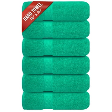 Infinitee Xclusives Premium Hand Towels - 100% Cotton - Green Hand Towles | 16x28 Inch | Pack of 6