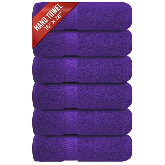 Infinitee Xclusives Premium Hand Towels - 100% Cotton - Purple Hand Towels | 16x28 Inch | Pack of 6