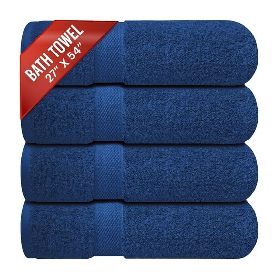 Infinitee Xclusives Premium Navy Blue Bath Towels - Pack of 4 - 27 x 54 inches