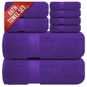 Infinitee Xclusives Premium Purple Bath Towel Set - [Pack of 8] - 2 Bath, 2 Hand & 4 Washcloths