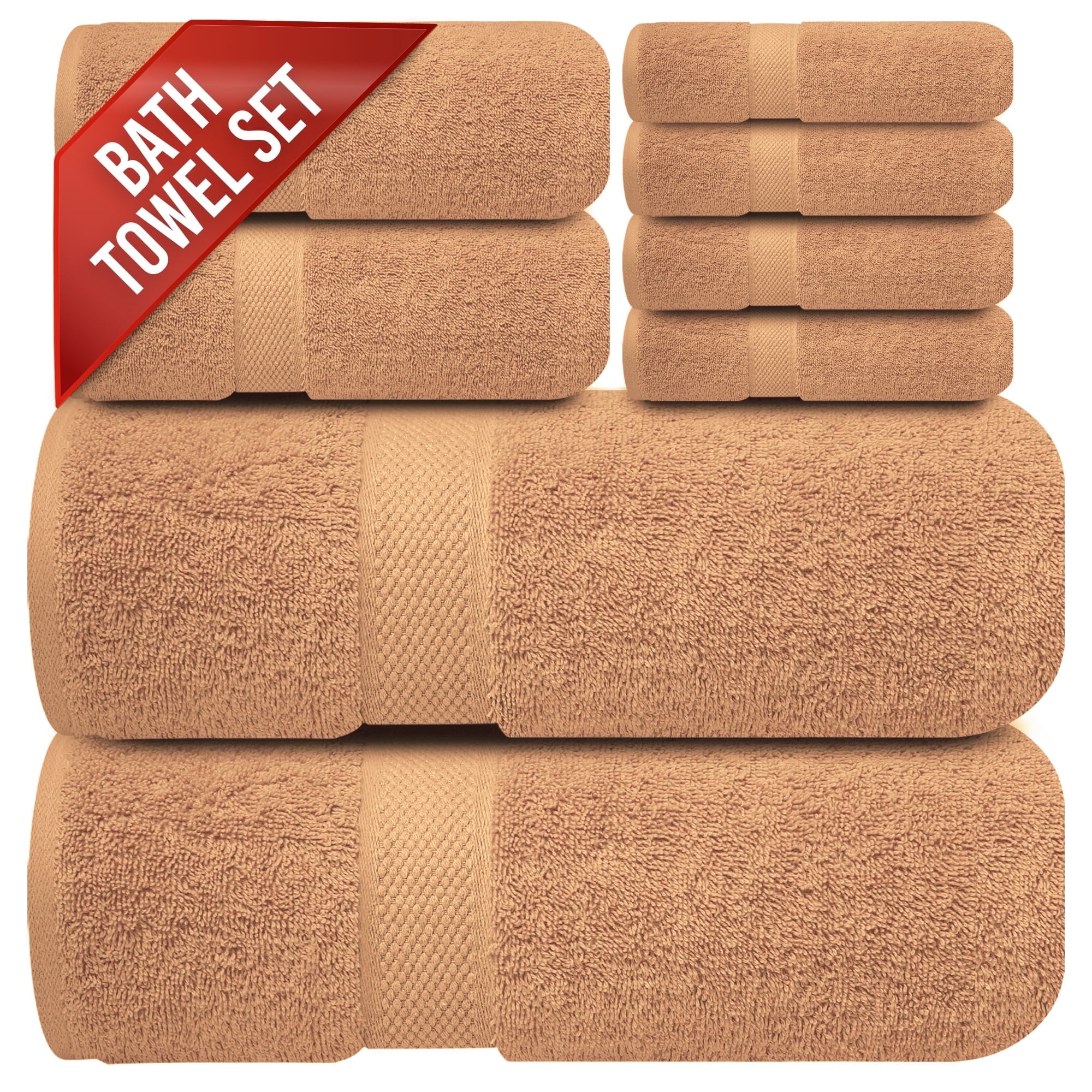 Infinitee Xclusives Premium Sand Bath Towel Set - [Pack of 8] - 2 Bath, 2 Hand & 4 Washcloths