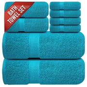 Infinitee Xclusives Premium Teal Bath Towel Set - [Pack of 8] - 2 Bath, 2 Hand & 4 Washcloths