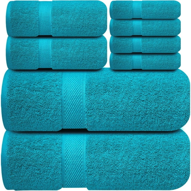 Infinitee Xclusives Premium Teal Bath Towel Set - [Pack of 8] - 2 Bath ...