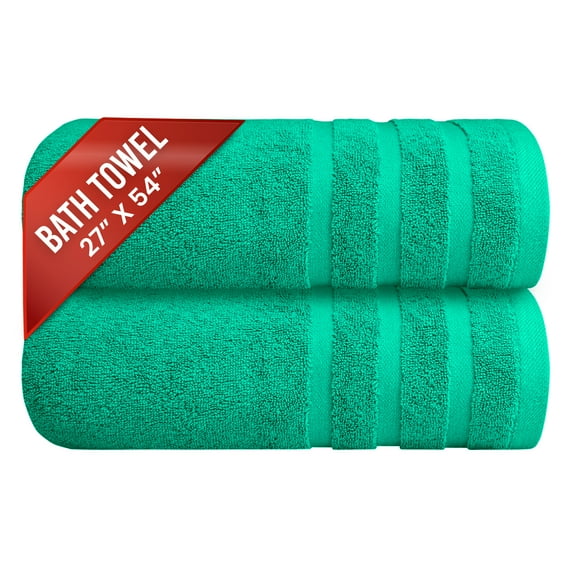Infinitee Xclusives Premium Vivid Green Bath Towels - Pack of 2 - 27 x 54 inches.