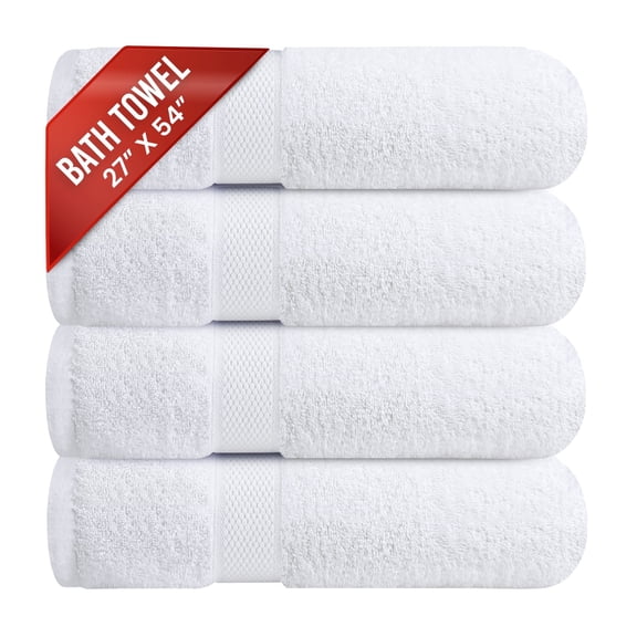 Infinitee Xclusives Premium White Bath Towels - Pack of 4 - 27 x 54 inches