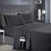 Infinitee Xclusives Queen Sheet Set of 4, 16-inch Deep Pocket - Microfiber Queen Bed Sheets, Dark Gray