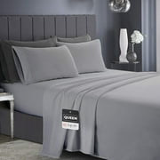 Infinitee Xclusives Queen Sheet Set of 4, 16-inch Deep Pocket - Microfiber Queen Bed Sheets, Gray