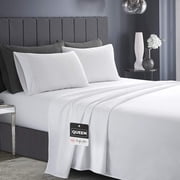 Infinitee Xclusives Queen Sheet Set of 4, 16-inch Deep Pocket - Microfiber Queen Bed Sheets, White