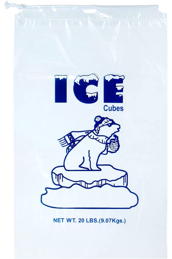 Infinitepack 20 lbs Plastic Ice Bag(250 Pcs) with Drawstring with 50 Micron, Heavy Duty & Reusable
