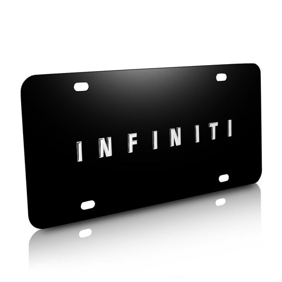 Infiniti 3D Chrome Metal Nameplate Black Stainless Steel License Plate