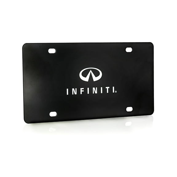 Infiniti Black Powder Coated Vanity License Plate Featuring Infinti Logo UV printed