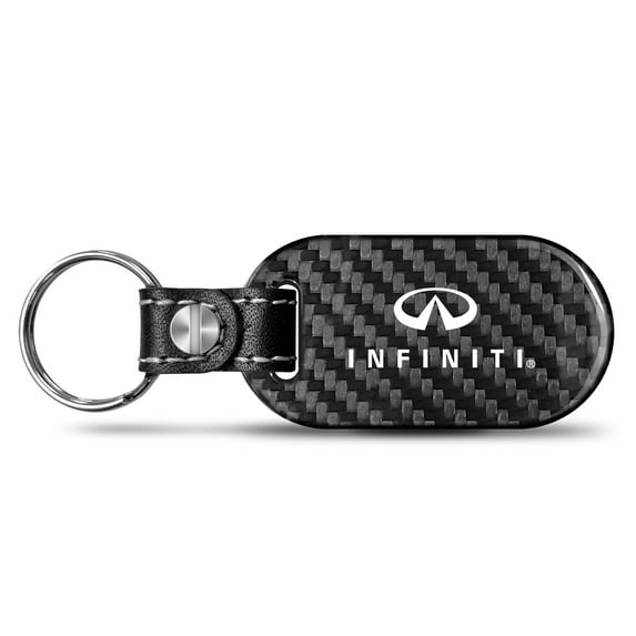Infiniti Logo 100% Real Black Carbon Fiber Tag Style Key Chain
