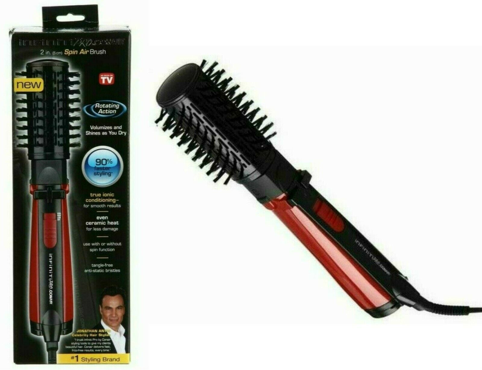 Infiniti Pro by Conair Spin Rotating Hot Air Brush Styler 2" Electronic Hair Brush BC178