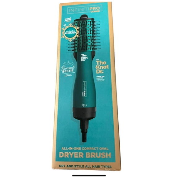 Infiniti Pro by Conair The Knot Dr, All-in-One Compact Oval Hair Dryer Brush, Limited Edition Emerald, 700W