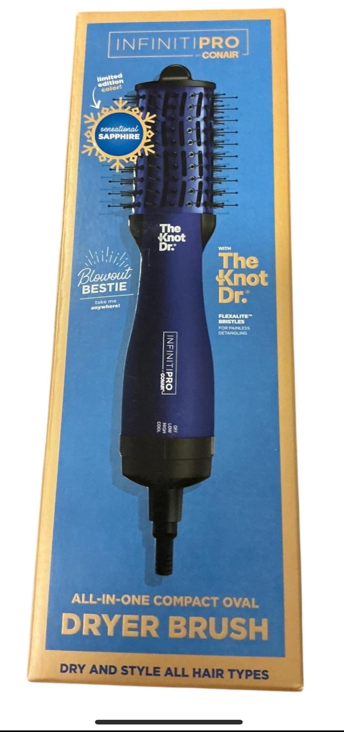 Conair InfinitiPro The Knot Dr. Hair Tool - Blue & Black Women’s Hair Care Tool New! Conair Infiniti Pro Knot Doctor All In One Small Oval  main image 4