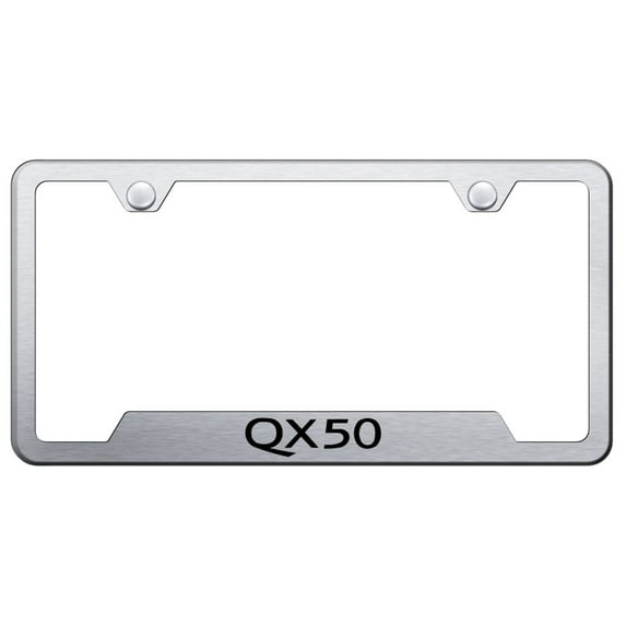 Infiniti QX50 Laser Etched Logo Cut-Out License Plate Frame (Brushed Chrome)