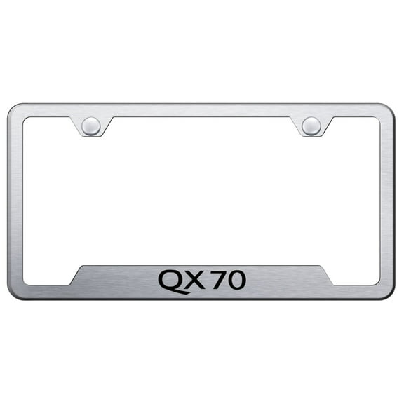 Infiniti QX70 Laser Etched Logo Cut-Out License Plate Frame (Brushed Chrome)