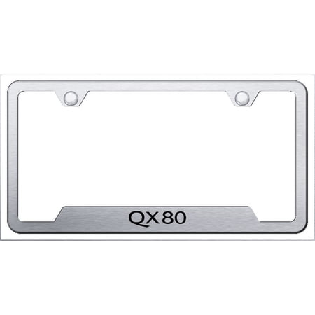 Infiniti QX80 Laser Etched Logo Cut-Out License Plate Frame (Brushed Chrome)